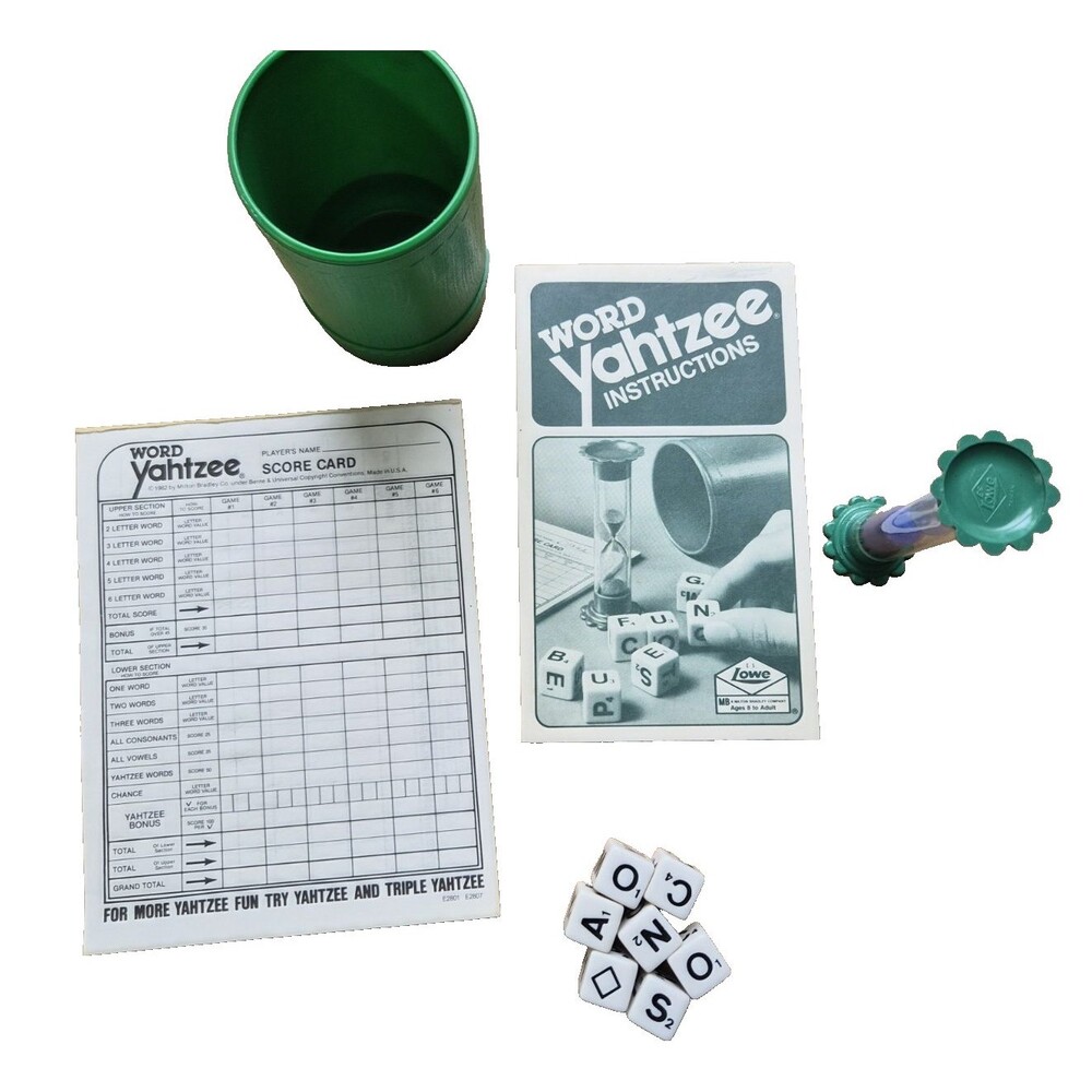 Vintage 1982 Word Yahtzee Game Milton Bradley E2801 Complete Classic Board Game